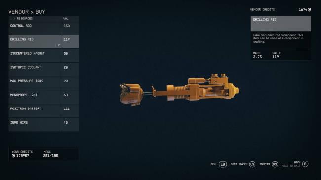A drilling rig can be looted as it sits on a box in a random structure.