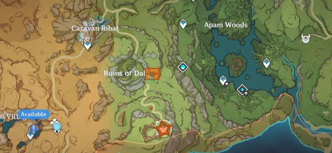 Map Location of Sumeru Shrine of Depth 1