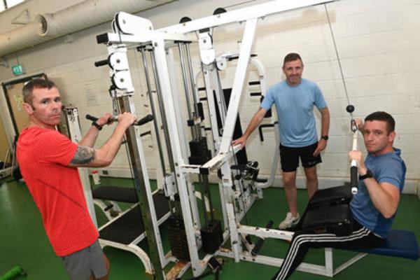  Soldiers have access to gym facilities at Collins Army Barracks, Cork. Private Ashley Gould, CQMS Liam King and Co<em></em>nor McCrory, Irish Naval Service, work out. Picture: Larry Cummins 