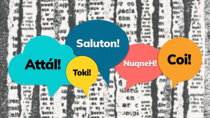 How to say “hello” (or something that roughly translates to a greeting) in five conlangs.