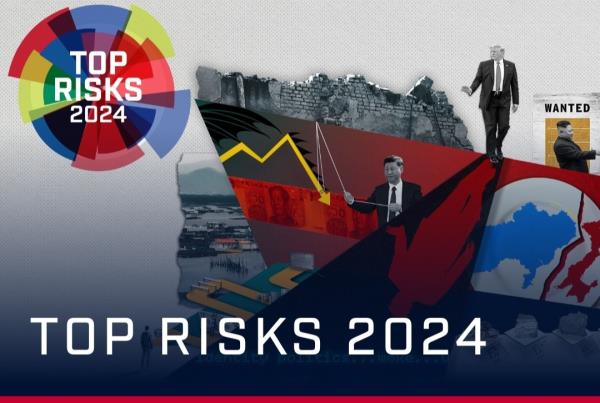 This photo, captured from the website of Eurasia Group, a U.S.-headquartered political risk consultancy, shows the Top Risks 2024 report. (PHOTO NOT FOR SALE) (Yonhap)