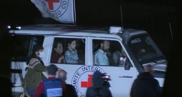 The second round of Israeli hostages arriving at the Rafah crossing this evening