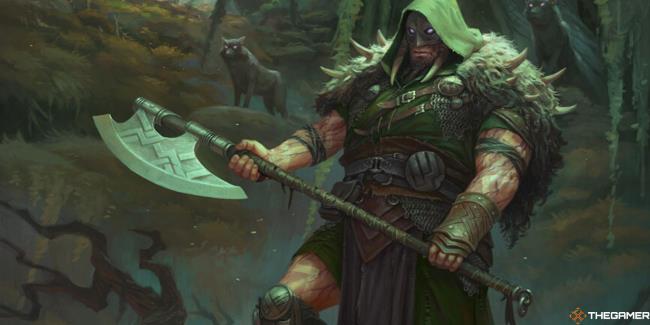 Garruk, a large barbarian with an axe.