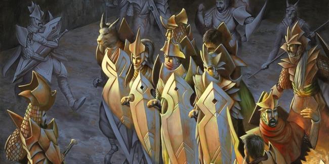 Soldiers organized for battle